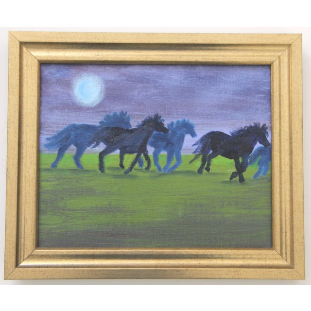 Abstract Landscape Western Abstract Minimalism Americana Blue Crimson Original Oil Painting by Cleo Plowden For Sale - Image 3 of 5