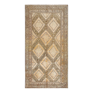 Great Tan Color With Splendid Geometric Design Antique Khotan Rug