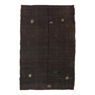 Dark Brown Vintage Kilim Rug - 5`5″ X 8`8″ For Sale
