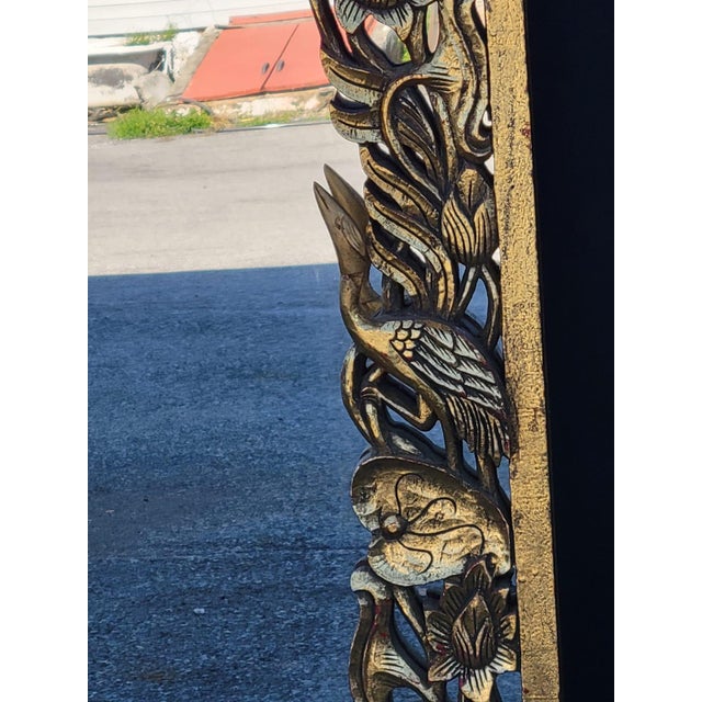 1950s 1950 Heavily Carved Hollywood Chinese With Birds Mirror New Glass. For Sale - Image 5 of 16