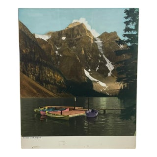 Vintage Moraine Lake Alberta Color Landscape Photograph Print, Mountain Lake Scenic Wall Art For Sale