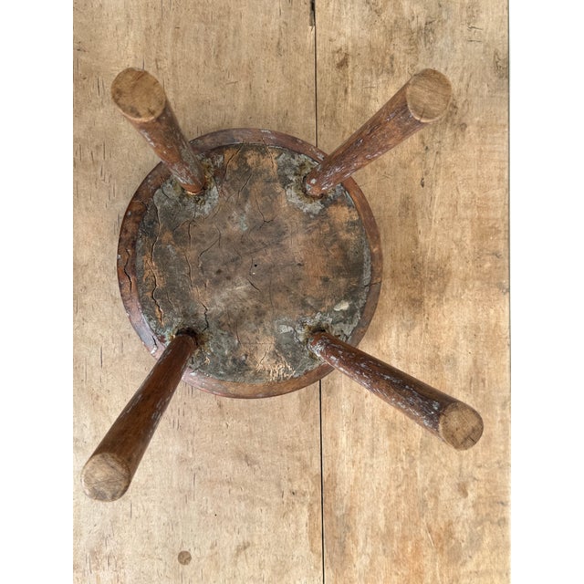Early 20th C Primitive Round Stool For Sale - Image 9 of 10