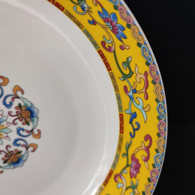 Art Deco Chinese Ceramic Plate,Qianlong Marked Famille Rose Porcelain Plate Hand Painted Flowers Pattern For Sale - Image 3 of 10