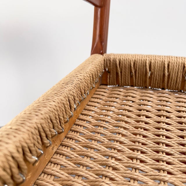 Scandinavian Teak Chairs with New Papercord Weave, Denmark, 1960s, Set of 4 For Sale - Image 4 of 14