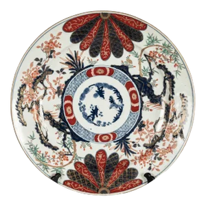 Monumental Antique Japanese Meiji Period Imari Porcelain Charger Plate 1880