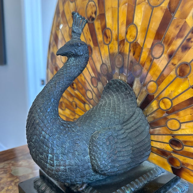 Late 20th Century Maitland-Smith Tessellated Penshell Peacock Lamp For Sale - Image 9 of 10