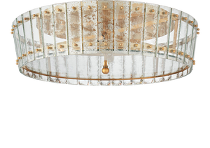 Carrier & Company for Visual Comfort Signature Cadence Large Single-Tier Flush Mount in Hand-Rubbed Antique Brass with Antique Mirror