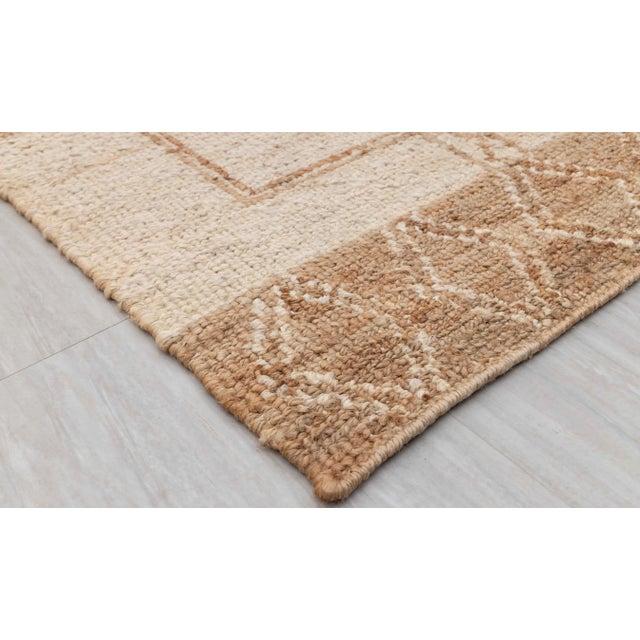 8x10Ft. Natural Beige Jute Brown Taureg Inspired Soumek Jute Wool Hand Woven Rug For Sale - Image 10 of 12