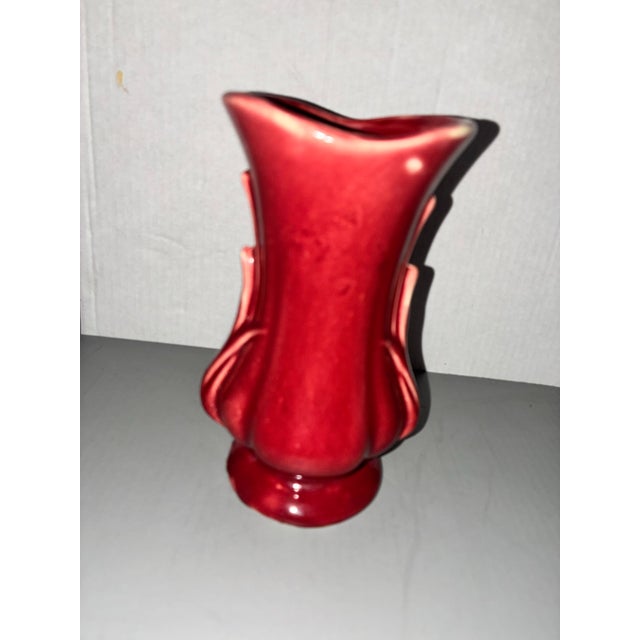 1940s 1940’s Rare Vintage McCoy Petal Leaf Flared Vase - Mauve Burgundy Gloss Glaze For Sale - Image 5 of 12