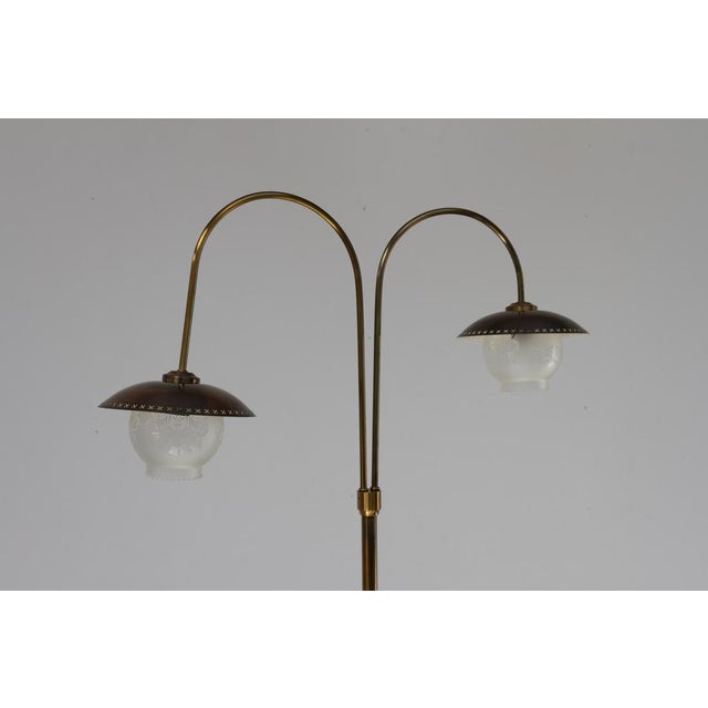 Gold Scandinavian Art Deco Floor Lamp in Brass and Glass, 1920s For Sale - Image 8 of 18
