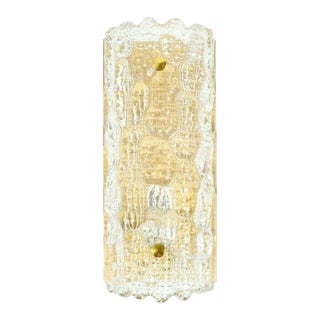 1960s Mid-Century Modern Scandinavian Glass and Brass Sconce by Carl Fagerlund for Orrefors, Sweden For Sale