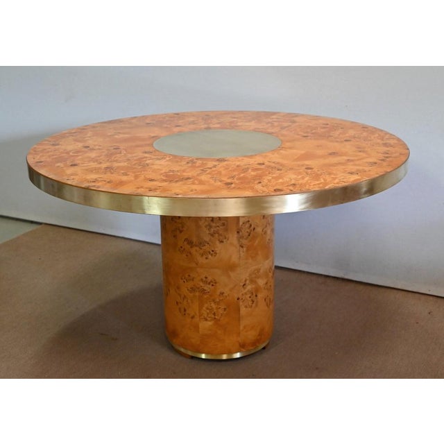 Thuya and Gilt Metal Round Table, 1980 For Sale - Image 3 of 14