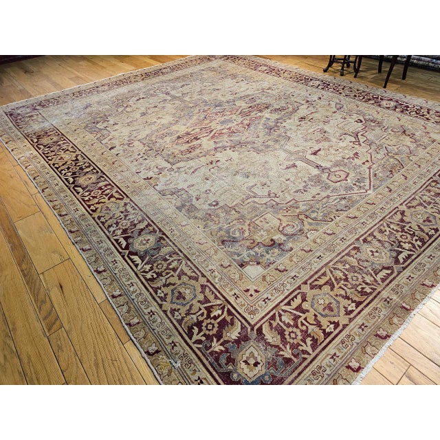 19th Century Agra Rug, Hand-Knotted Wool, Geometric Design, Pale Purple & Gray, 12' X 14’ For Sale In Chicago - Image 6 of 18