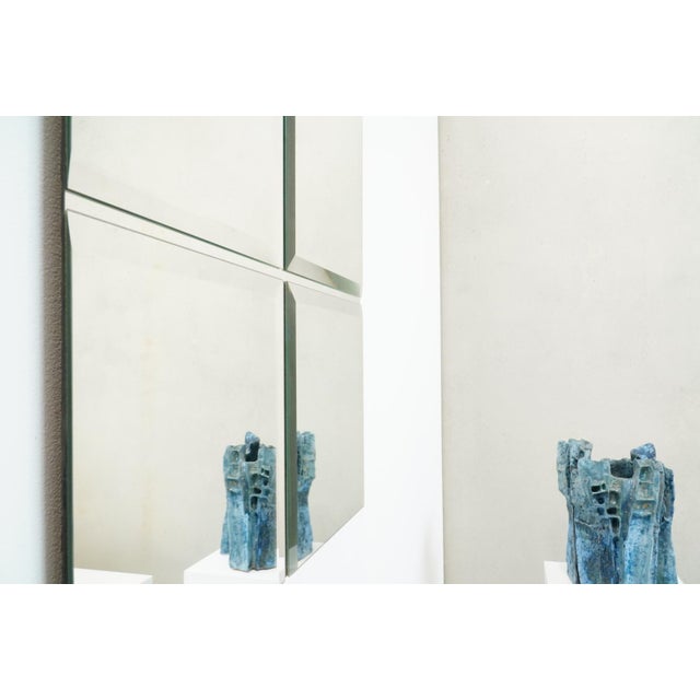 Silver Square Glass Art Mirror by Michel Martens, Belgium, 1970s For Sale - Image 8 of 14