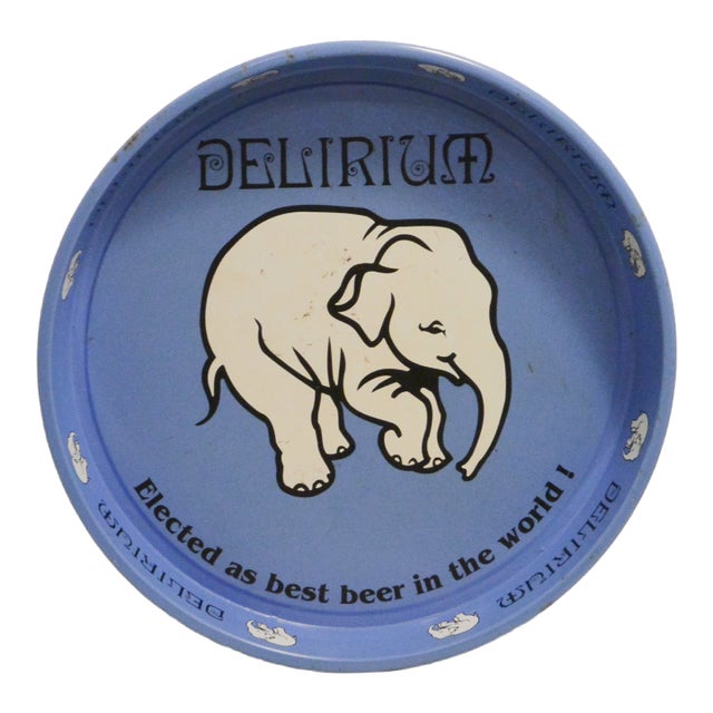 Vintage Rare White Elephant Delirium Beer Tray For Sale