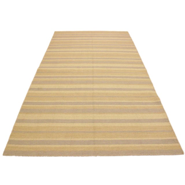 2000 - 2009 Early 21st Century Bohemian Kilim Bluish Gray Tan Wool Rug For Sale - Image 5 of 8