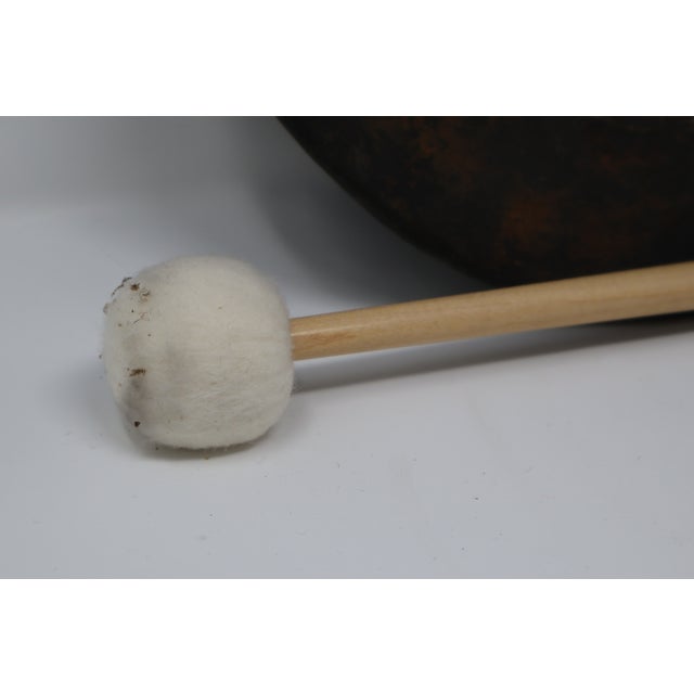 Antique 19th Century Balinese Gamelan Gong With Old Padangtegal Dealer Tag and Mallet — 10.5" For Sale - Image 16 of 18