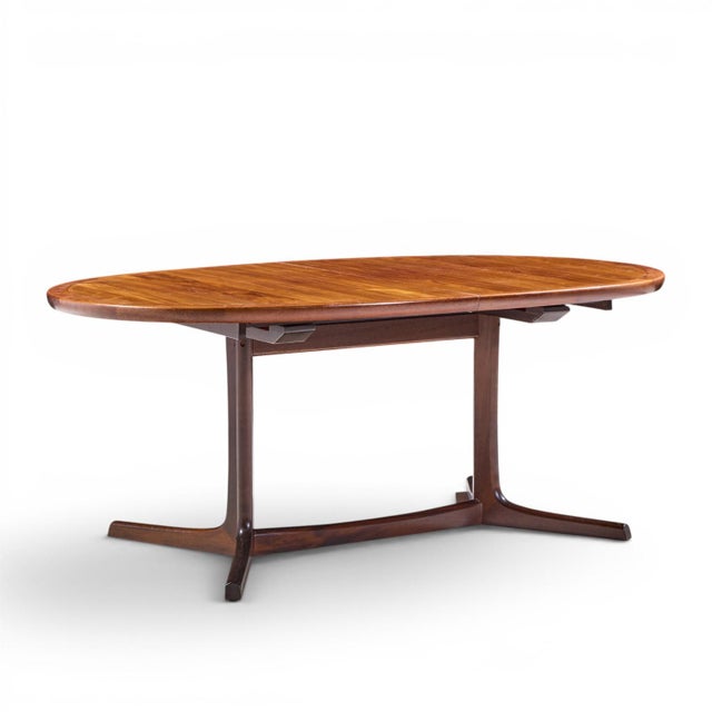 Dyrlund Style Mid Century Danish Rosewood Expanding Dining Table With 2 Leaves For Sale In Chicago - Image 6 of 13