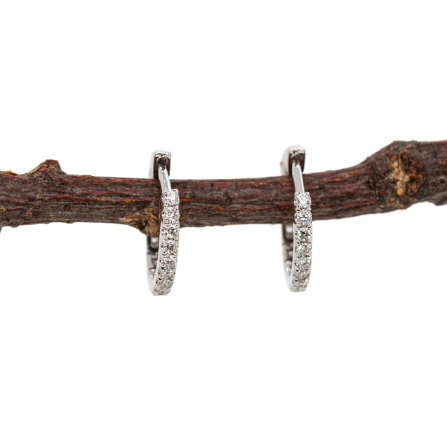 2020s 14k Solid Gold Ethically Sourced Diamond Hoops | Latch Back Closure For Sale - Image 5 of 8