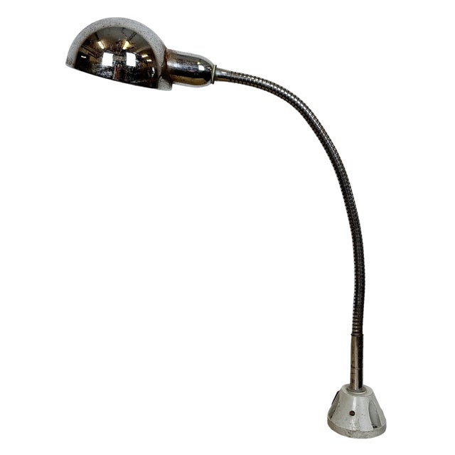 Vintage Italian Gooseneck Table Lamp in Chrome, 1960s For Sale