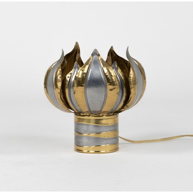 Mid-Century Modern Mid-Century Modern Foliage Brass Table Lamp by Isabelle & Richard Faure, 1970s For Sale - Image 3 of 9