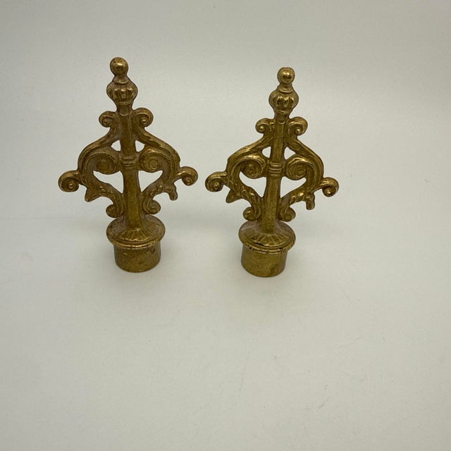 1940s Vintage French Style Candelabra Pair of Finial Parts for Lamps, Curtains, Clocks For Sale - Image 5 of 12