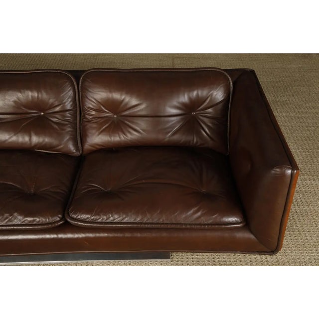 Warren Platner Walnut and Leather Floating Case Sofa for Lehigh Leopold, C. 1970 For Sale - Image 16 of 17