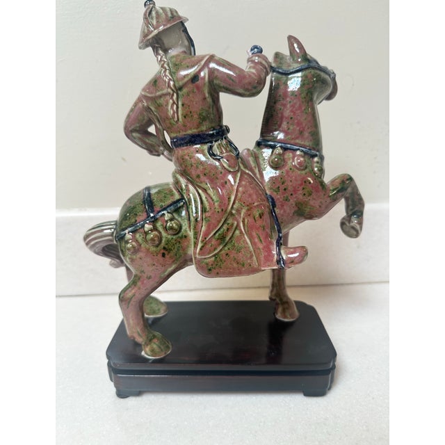 Chinese Chinese Tang Sancai Glazed Horse Riding Figure For Sale - Image 3 of 4