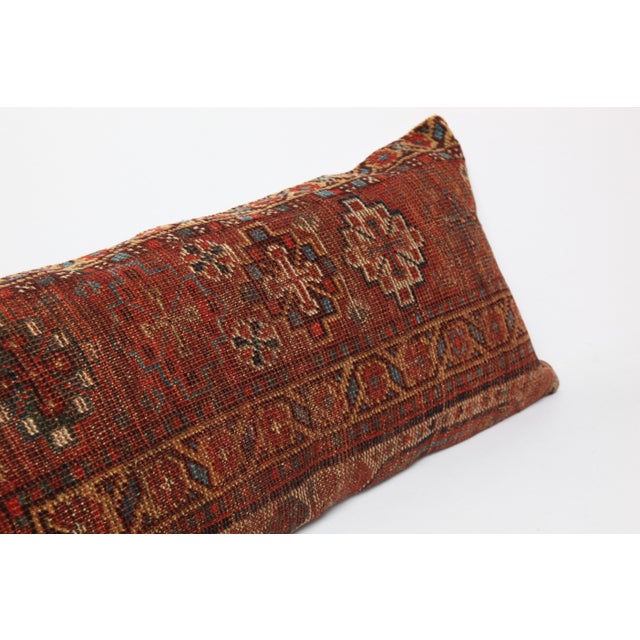 Textile Antique Oriental Handmade Tribal Rug Pillow Cover -16'' X 34'' For Sale - Image 7 of 10