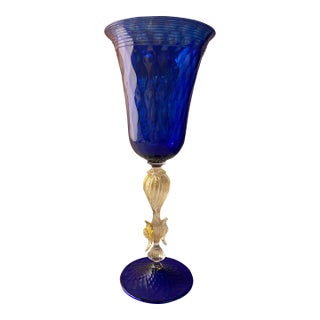 Vintage 1970s Blue Italian Handcrafted Chalice For Sale