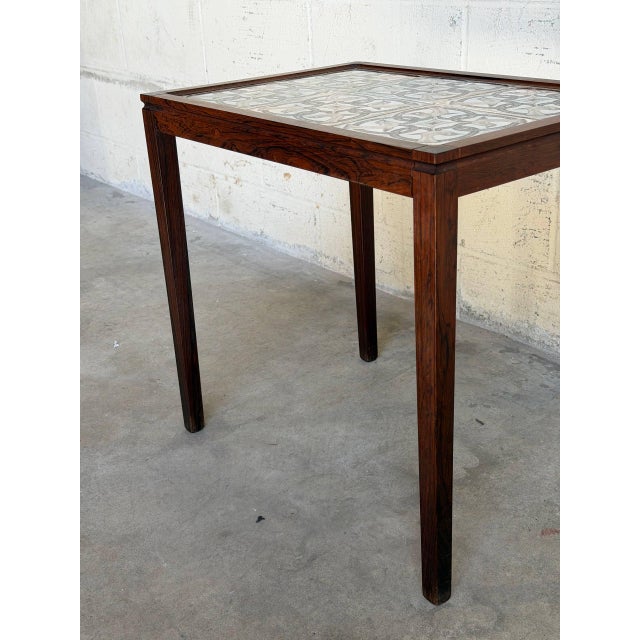 Brown Vintage Danish Rosewood Tile Top Side Table Scandinavian Modern End Table For Sale - Image 8 of 9