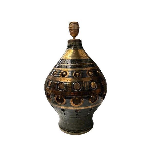 Vintage Studio Pottery Ceramic Lamp by Georges Pelletier, 1970s, in Very Good conditions. Designed 1970 to 1979 This piece...