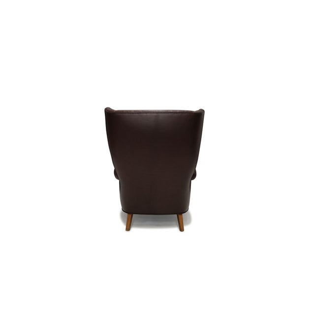 Danish Modern Leather Wingback Lounge Chair, Denmark, Circa 1940s For Sale - Image 12 of 12