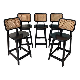 Cane Domino Counter Stool by Podium - Set of 5 For Sale