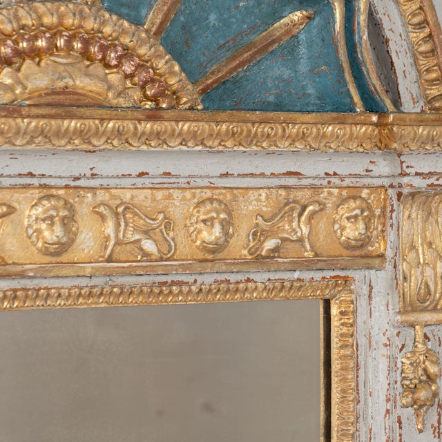 Wood 19th Century Swedish Gold Gilt Trumeau Mirror With Griffins and Lion Heads For Sale - Image 7 of 12