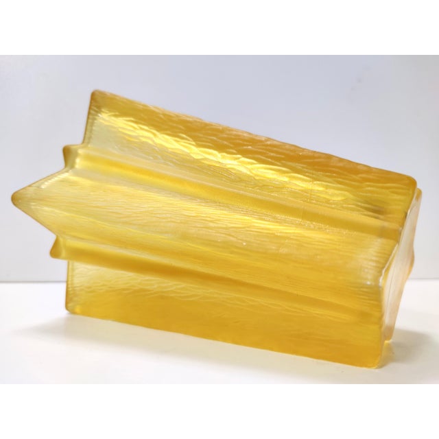 Art Deco Star Shaped Yellow Glass Vase by Pierre Davesn for Daum, 1940s For Sale - Image 10 of 13