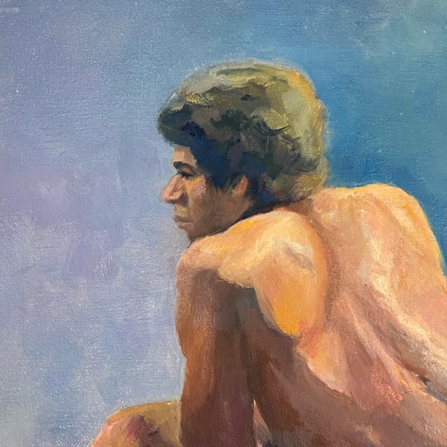 Textile 1984 Linda Kolar "Brian" Male Nude Oil Painting For Sale - Image 7 of 13