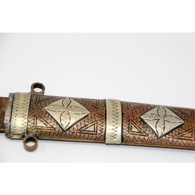 Moroccan Dagger Brass and Silver Decorative Collector Khoumya For Sale In Palm Springs - Image 6 of 18
