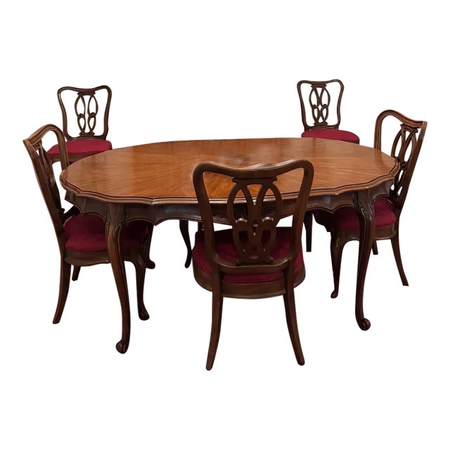 1960s Thomasville Louis XV French Provincial Dining Table and Chairs For Sale