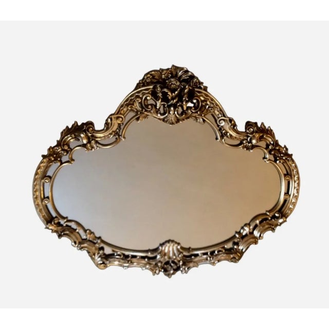 Chinoiserie Vintage Ornate Hollywood Regency Gilt Composite Oversized Mirror by Basset For Sale - Image 3 of 11