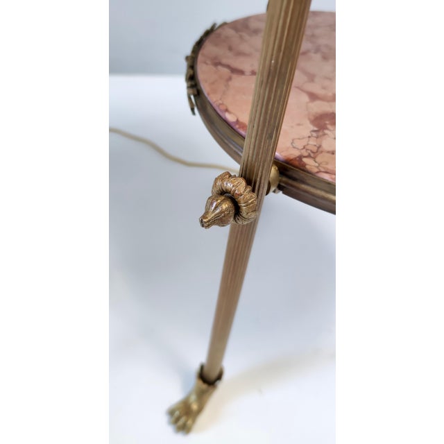 Vintage Brass Telescopic Floor Lamp with Red Travertine Marble Tops, 1920s For Sale - Image 15 of 17