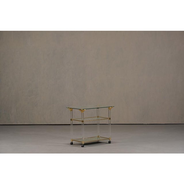 Vintage Brass and Acrylic Serving Trolley, France, 1960s For Sale - Image 9 of 9