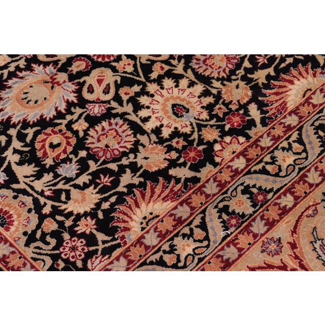 1990s Boho Chic 1990's Floral Pak-Persian Black/Tan Wool Rug - 8'10'' X 12'4'' For Sale - Image 5 of 9