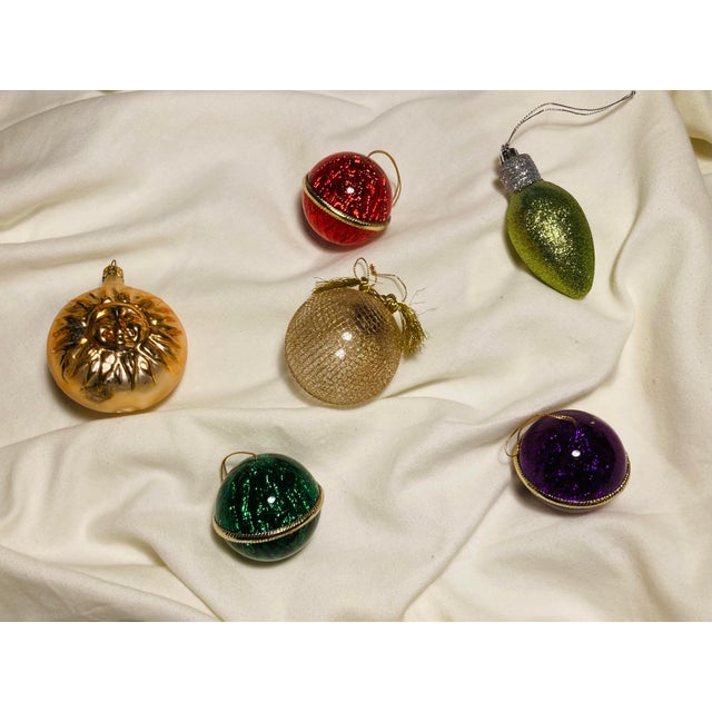Vintage Holiday Christmas Ornaments Collection Glass Metal Sparkle For Sale - Image 4 of 6