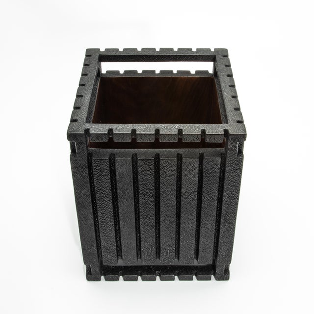R & Y Augousti Waste Bin in Black Shagreen by R&y Augousti For Sale - Image 4 of 5