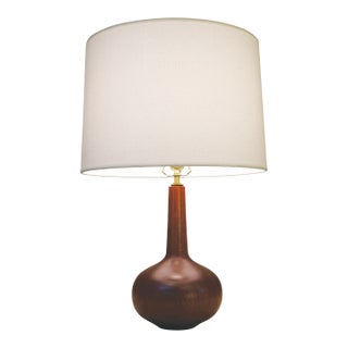 1960s Danish Mid Century Modern Turned Staved Walnut Genie Bottle Table Lamp 1960's Unused Nos New-Old-Stock Dansk For Sale