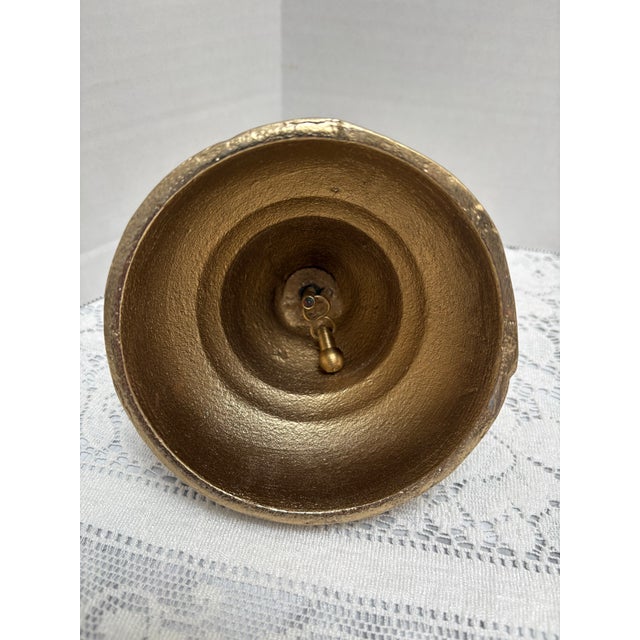 Farmhouse Large Textured Metal Brass Bell For Sale - Image 3 of 5