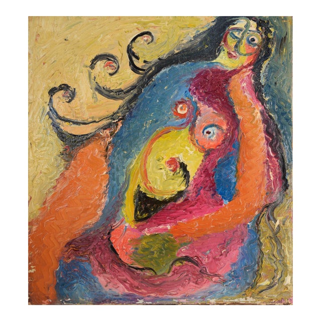 Original Textured Abstract Expressionist Nude - Oil on Canvas by Harald Dry Schmidt For Sale