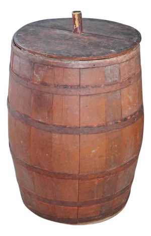 Antique Primitive Wood Metal Banded Coffee Grain General Store Barrel 33"