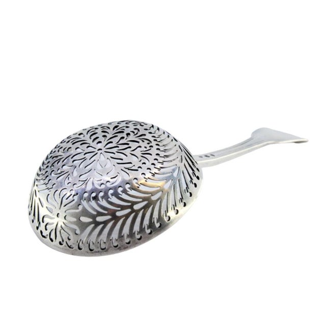 Silver Silver Sprinkling Spoon with Asymmetrical Motifs and Crimped Handle For Sale - Image 8 of 8